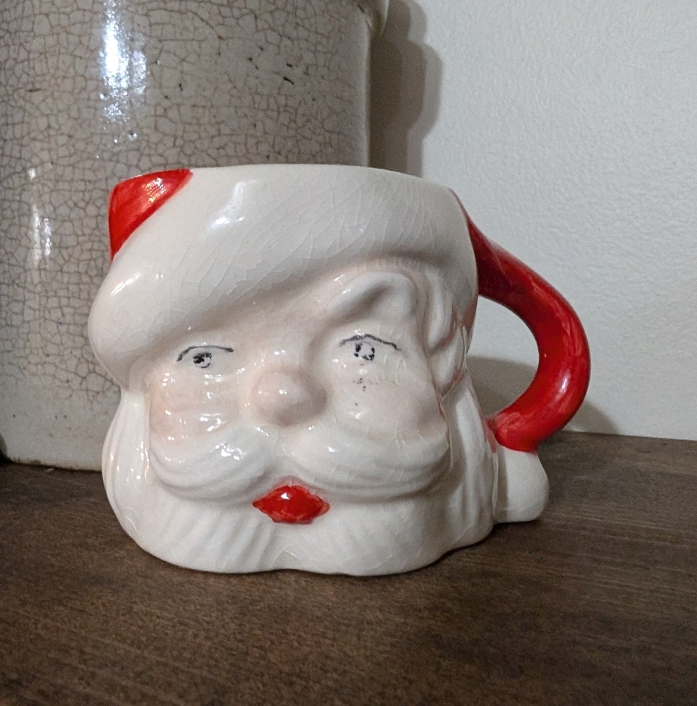 Vintage Santa Mug Antique Christmas Holiday Decor  Cottagecore Farmhouse MCM